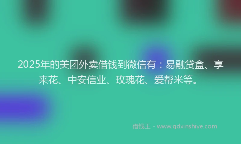 2025年的美团外卖借钱到微信有：易融贷盒、享来花、中安信业、玫瑰花、爱帮米等。