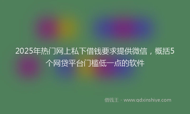 2025年热门网上私下借钱要求提供微信,概括5个网贷平台门槛低一点的软件
