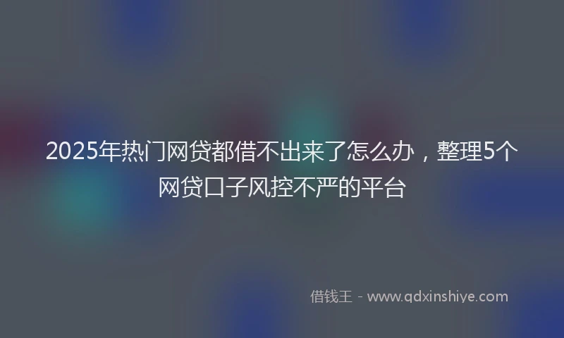 2025年热门网贷都借不出来了怎么办，整理5个网贷口子风控不严的平台