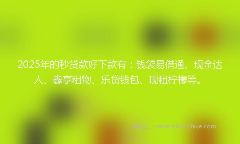 2025年的秒贷款好下款有：钱袋易借通、现金达人、鑫享租物、乐贷钱包、现租柠檬等。
