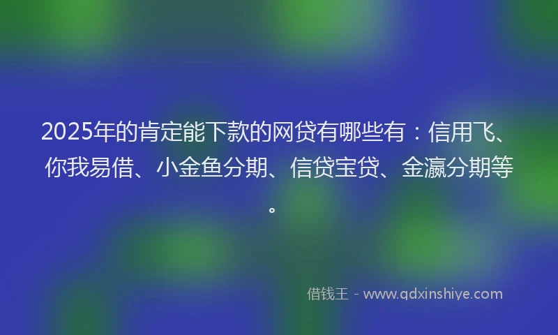 2025年的肯定能下款的网贷有哪些有：信用飞、你我易借、小金鱼分期、信贷宝贷、金瀛分期等。