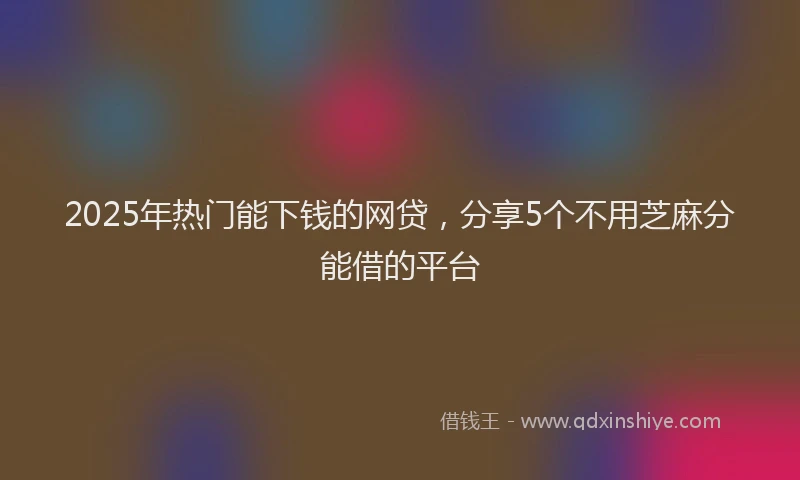 2025年热门能下钱的网贷，分享5个不用芝麻分能借的平台