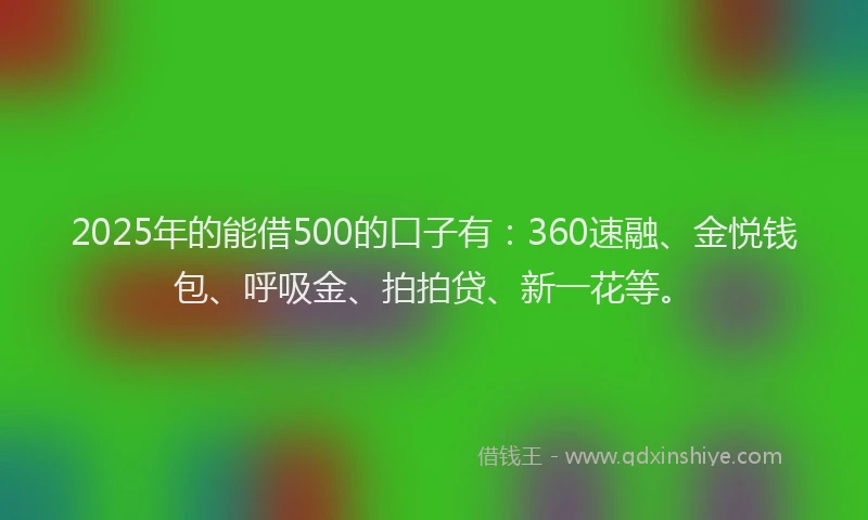 2025年的能借500的口子有：360速融、金悦钱包、呼吸金、拍拍贷、新一花等。