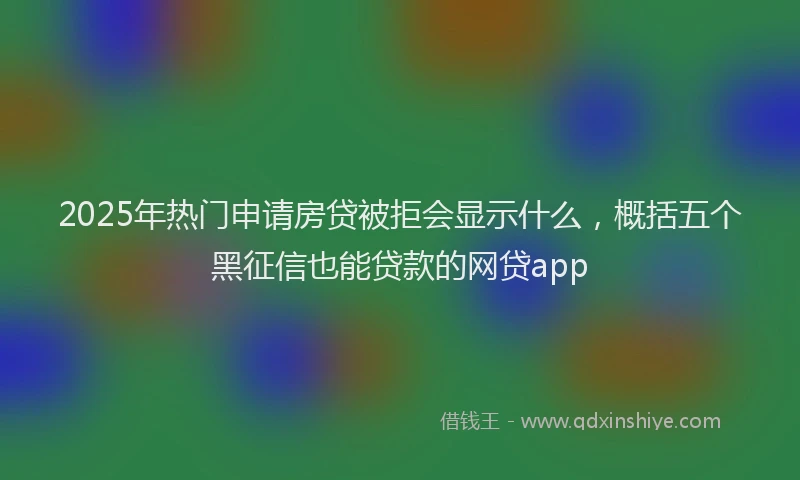2025年热门申请房贷被拒会显示什么，概括五个黑征信也能贷款的网贷app