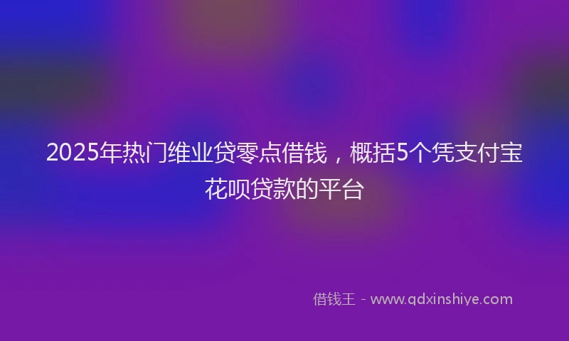 2025年热门维业贷零点借钱，概括5个凭支付宝花呗贷款的平台