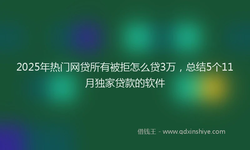 2025年热门网贷所有被拒怎么贷3万，总结5个11月独家贷款的软件
