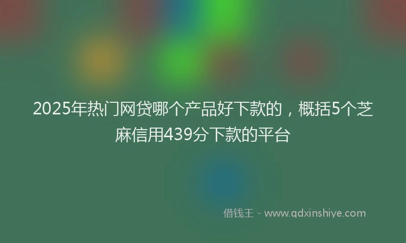 2025年热门网贷哪个产品好下款的,概括5个芝麻信用439分下款的平台