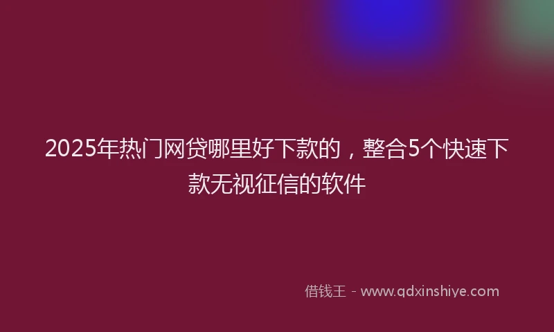 2025年热门网贷哪里好下款的,整合5个快速下款无视征信的软件