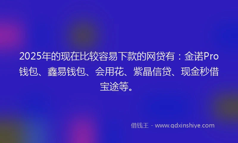 2025年的现在比较容易下款的网贷有：金诺Pro钱包、鑫易钱包、会用花、紫晶信贷、现金秒借宝途等。