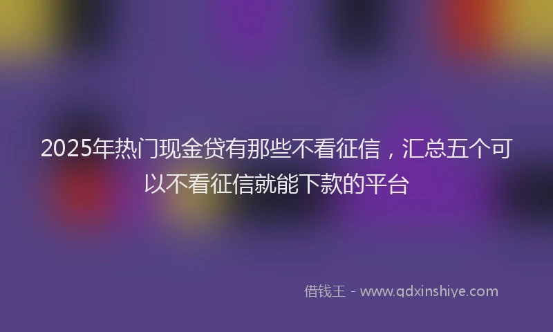 2025年热门现金贷有那些不看征信，汇总五个可以不看征信就能下款的平台