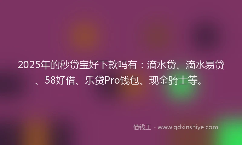 2025年的秒贷宝好下款吗有：滴水贷、滴水易贷、58好借、乐贷Pro钱包、现金骑士等。