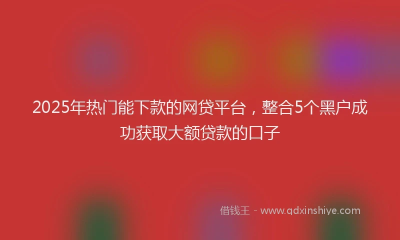2025年热门能下款的网贷平台，整合5个黑户成功获取大额贷款的口子