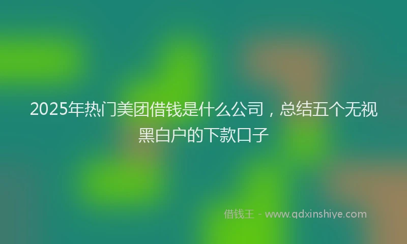 2025年热门美团借钱是什么公司，总结五个无视黑白户的下款口子