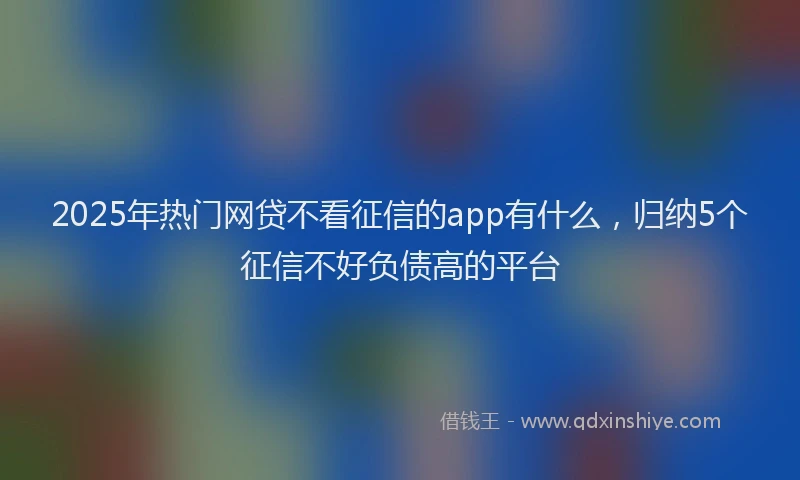 2025年热门网贷不看征信的app有什么，归纳5个征信不好负债高的平台