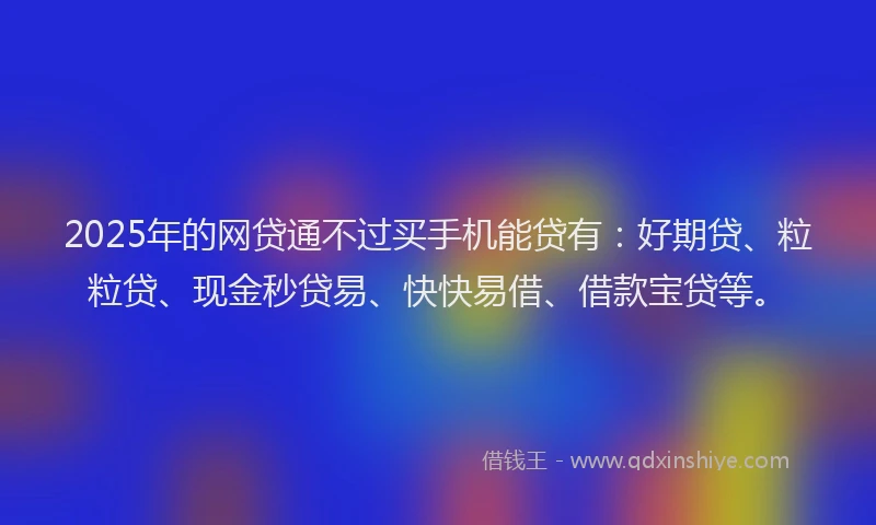 2025年的网贷通不过买手机能贷有：好期贷、粒粒贷、现金秒贷易、快快易借、借款宝贷等。