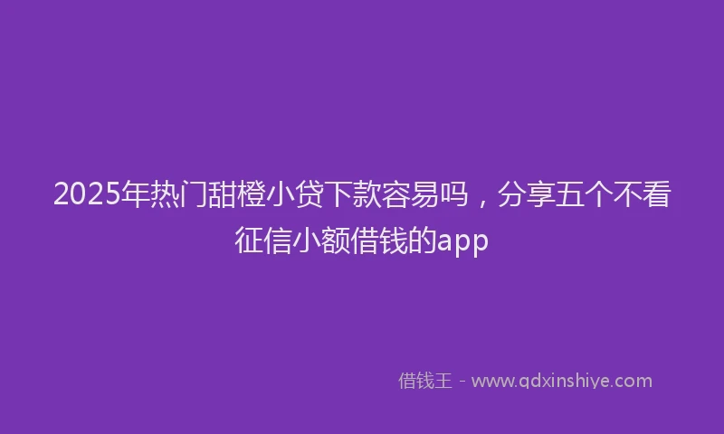 2025年热门甜橙小贷下款容易吗，分享五个不看征信小额借钱的app