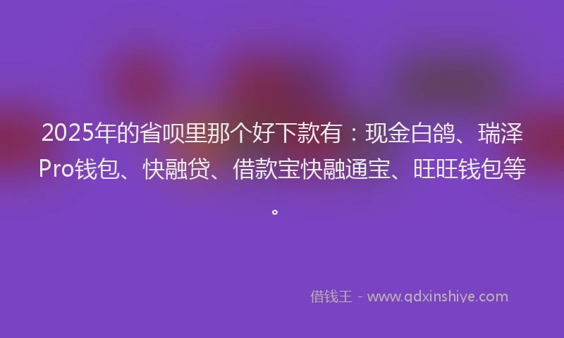 2025年的省呗里那个好下款有：现金白鸽、瑞泽Pro钱包、快融贷、借款宝快融通宝、旺旺钱包等。