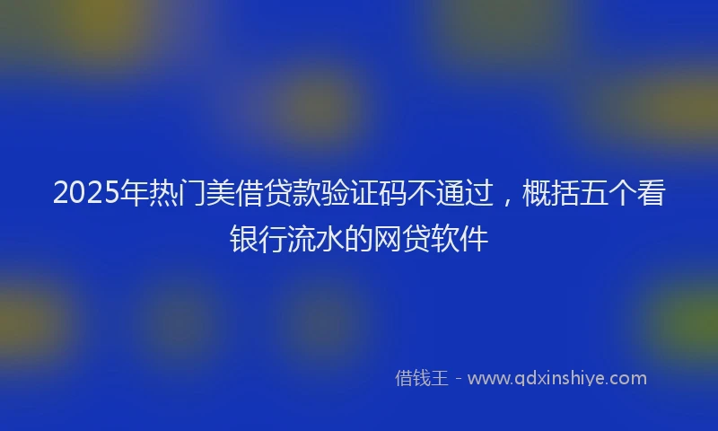 2025年热门美借贷款验证码不通过，概括五个看银行流水的网贷软件