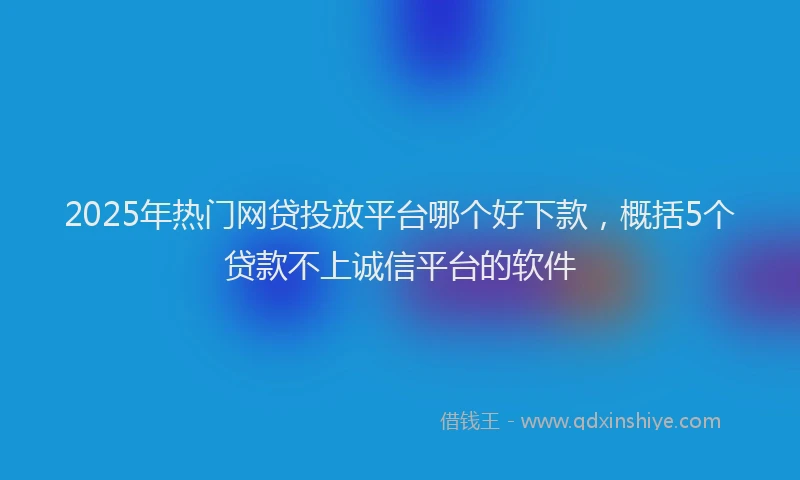 2025年热门网贷投放平台哪个好下款,概括5个贷款不上诚信平台的软件