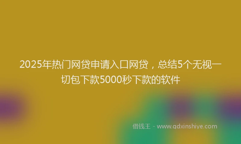 2025年热门网贷申请入口网贷，总结5个无视一切包下款5000秒下款的软件