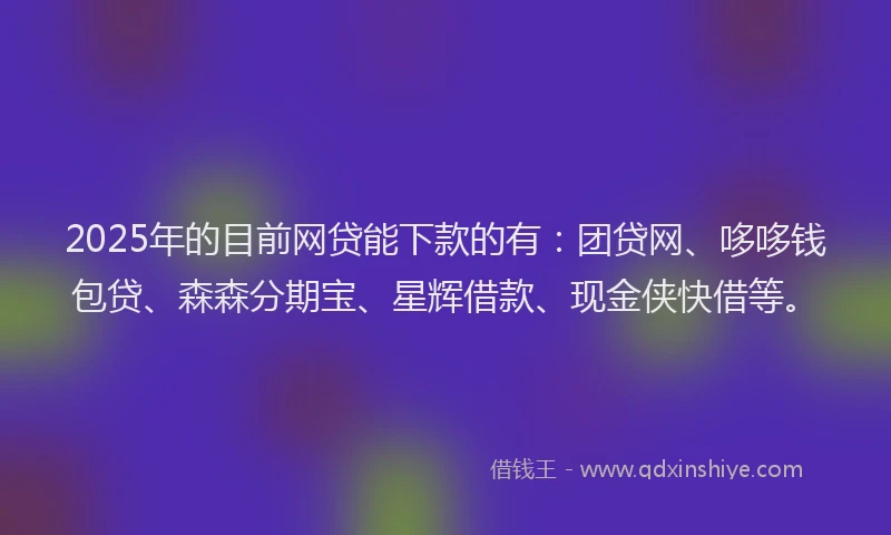 2025年的目前网贷能下款的有：团贷网、哆哆钱包贷、森森分期宝、星辉借款、现金侠快借等。