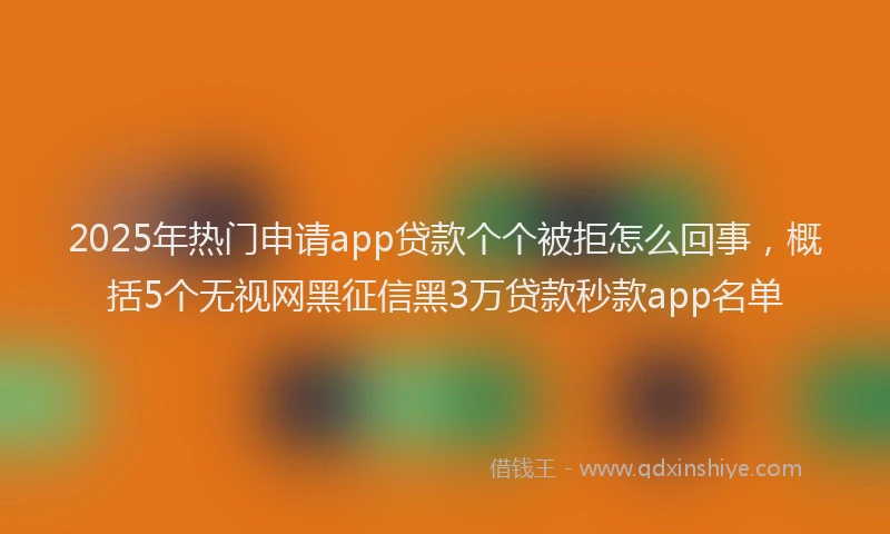 2025年热门申请app贷款个个被拒怎么回事，概括5个无视网黑征信黑3万贷款秒款app名单