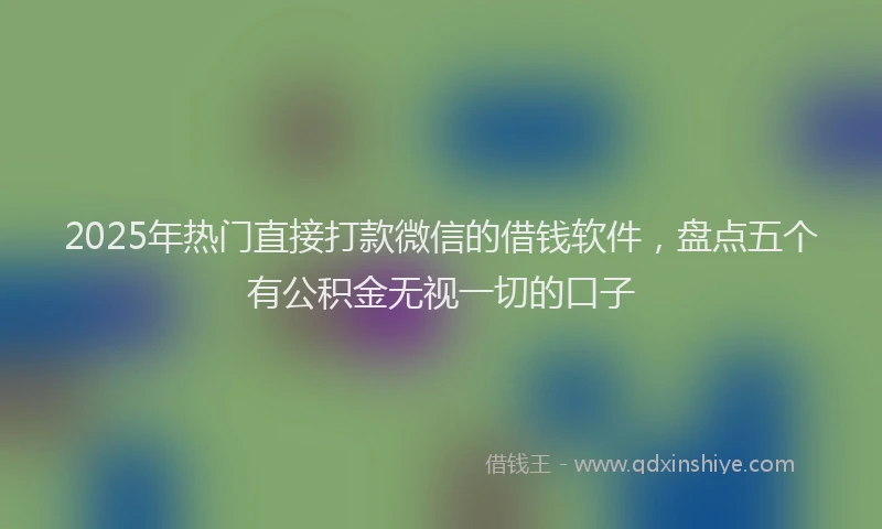 2025年热门直接打款微信的借钱软件，盘点五个有公积金无视一切的口子