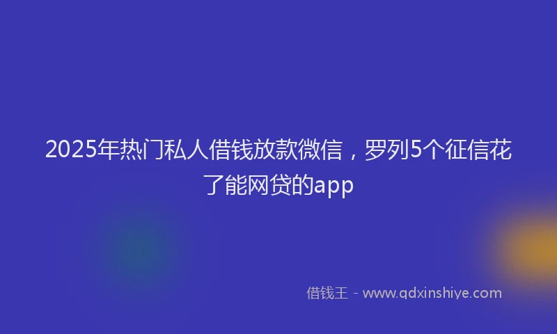 2025年热门私人借钱放款微信，罗列5个征信花了能网贷的app