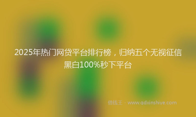 2025年热门网贷平台排行榜，归纳五个无视征信黑白100%秒下平台