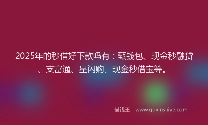2025年的秒借好下款吗有：甄钱包、现金秒融贷、支富通、星闪购、现金秒借宝等。