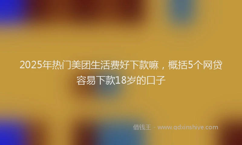 2025年热门美团生活费好下款嘛，概括5个网贷容易下款18岁的口子