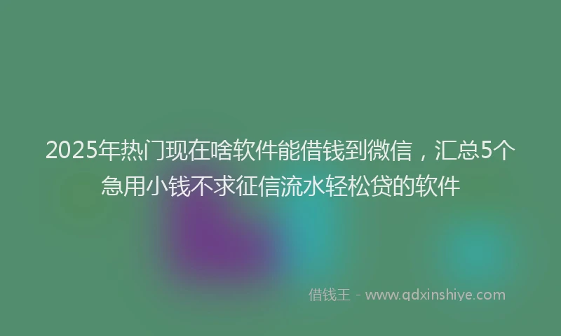 2025年热门现在啥软件能借钱到微信，汇总5个急用小钱不求征信流水轻松贷的软件