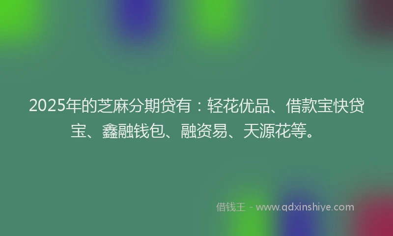 2025年的芝麻分期贷有：轻花优品、借款宝快贷宝、鑫融钱包、融资易、天源花等。