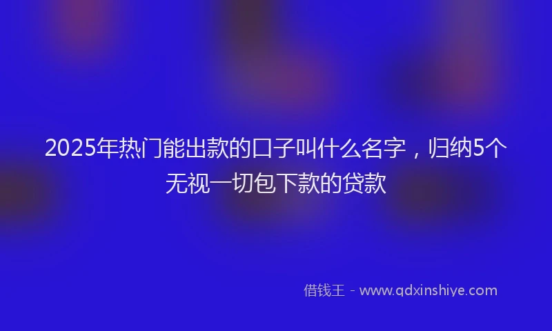 2025年热门能出款的口子叫什么名字，归纳5个无视一切包下款的贷款