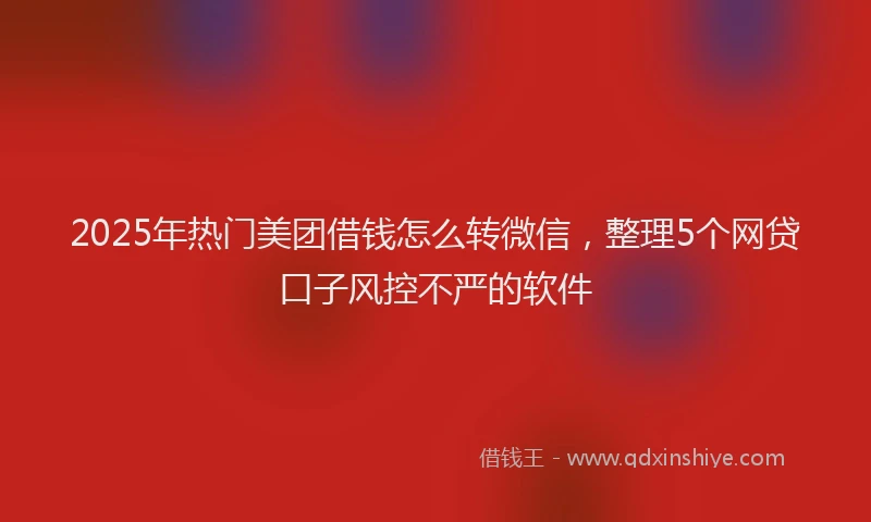 2025年热门美团借钱怎么转微信，整理5个网贷口子风控不严的软件