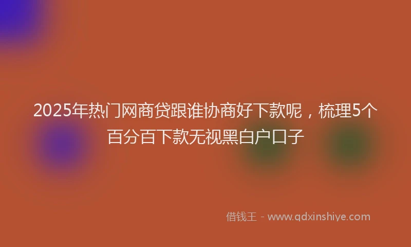 2025年热门网商贷跟谁协商好下款呢，梳理5个百分百下款无视黑白户口子