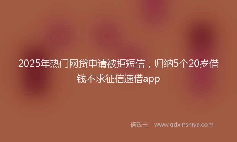 2025年热门网贷申请被拒短信，归纳5个20岁借钱不求征信速借app