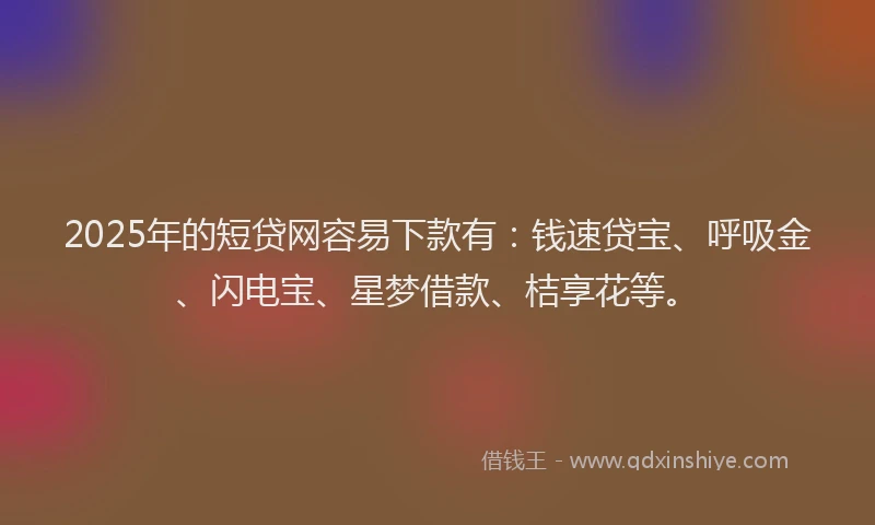2025年的短贷网容易下款有：钱速贷宝、呼吸金、闪电宝、星梦借款、桔享花等。