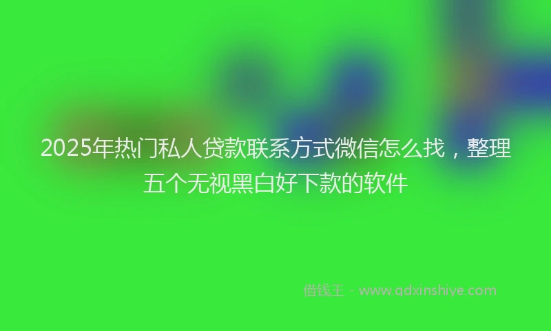 2025年热门私人贷款联系方式微信怎么找，整理五个无视黑白好下款的软件