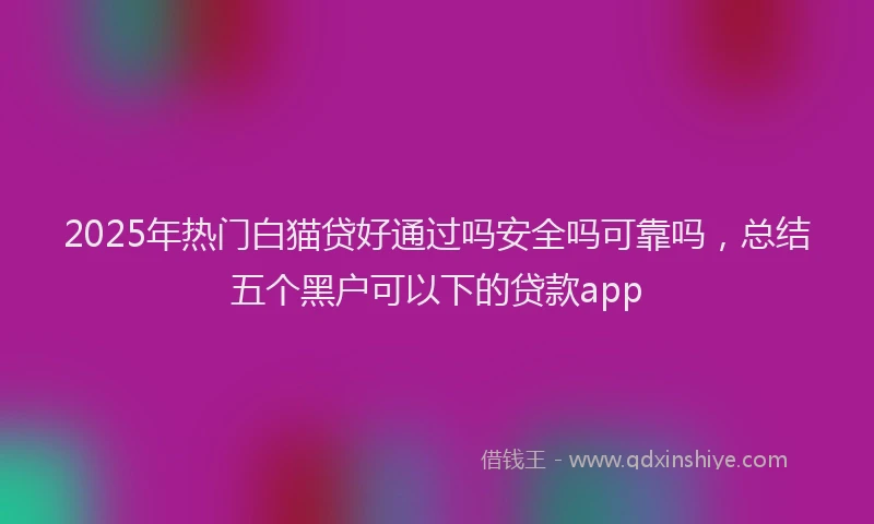 2025年热门白猫贷好通过吗安全吗可靠吗，总结五个黑户可以下的贷款app