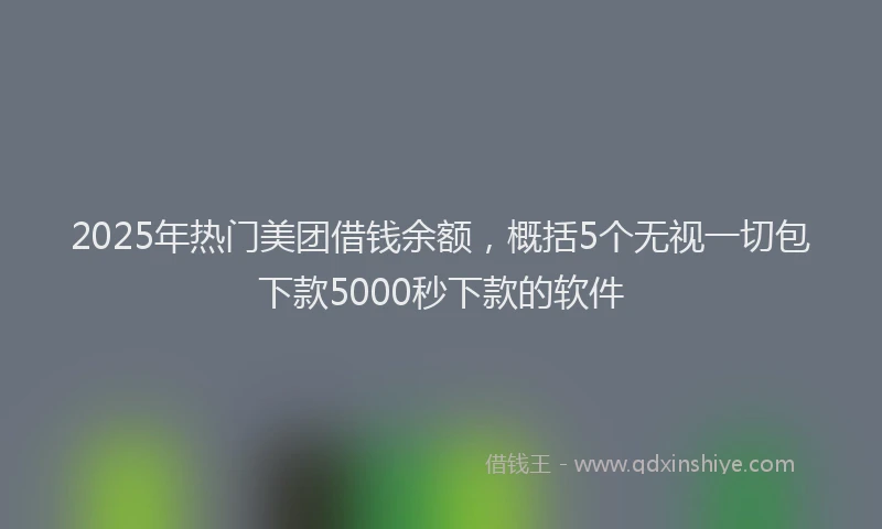 2025年热门美团借钱余额，概括5个无视一切包下款5000秒下款的软件