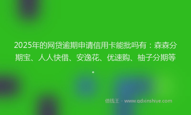 2025年的网贷逾期申请信用卡能批吗有：森森分期宝、人人快借、安逸花、优速购、柚子分期等。