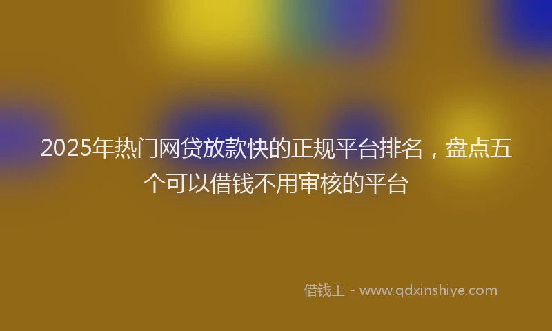 2025年热门网贷放款快的正规平台排名,盘点五个可以借钱不用审核的平台