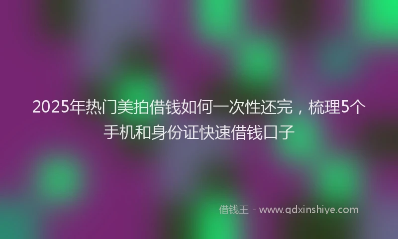 2025年热门美拍借钱如何一次性还完，梳理5个手机和身份证快速借钱口子