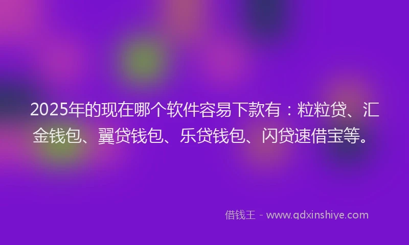 2025年的现在哪个软件容易下款有：粒粒贷、汇金钱包、翼贷钱包、乐贷钱包、闪贷速借宝等。