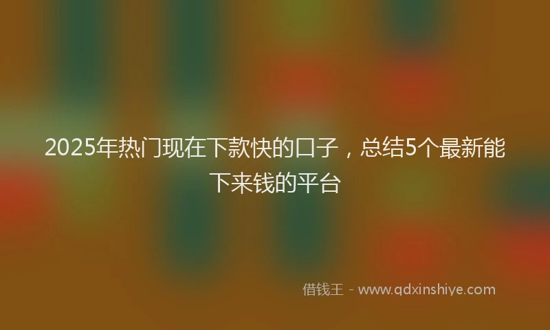 2025年热门现在下款快的口子，总结5个最新能下来钱的平台