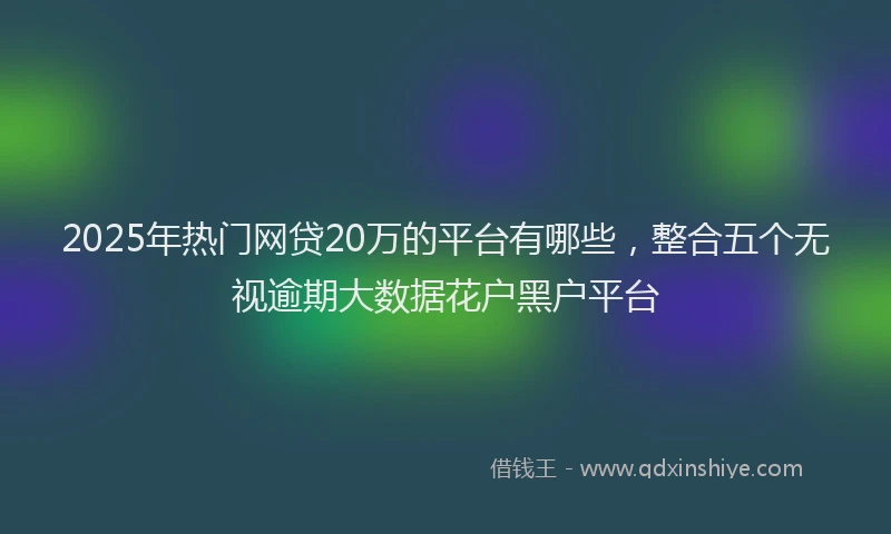 2025年热门网贷20万的平台有哪些，整合五个无视逾期大数据花户黑户平台