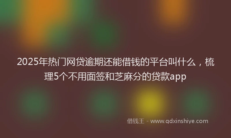 2025年热门网贷逾期还能借钱的平台叫什么，梳理5个不用面签和芝麻分的贷款app