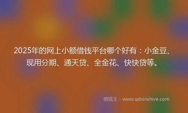 2025年的网上小额借钱平台哪个好有：小金豆、现用分期、通天贷、全金花、快快贷等。