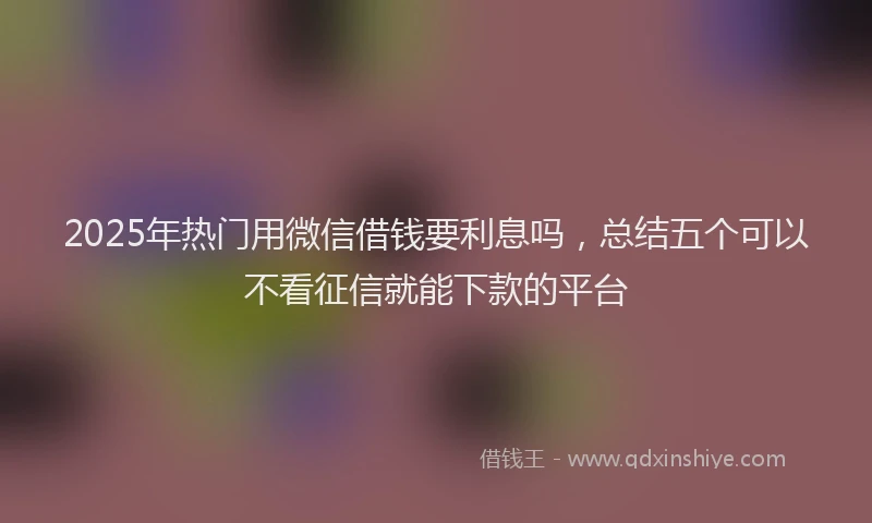 2025年热门用微信借钱要利息吗，总结五个可以不看征信就能下款的平台